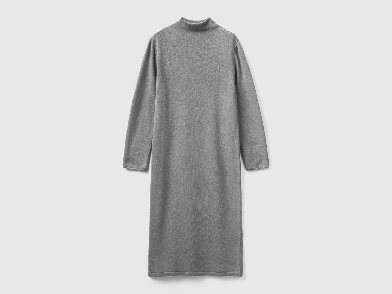 Vestito midi in misto cashmere da donna grigio chiaro | Benetton Outlet