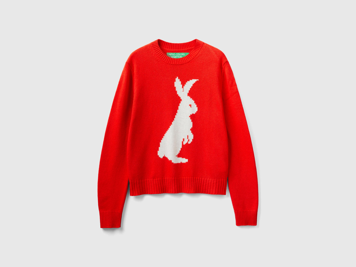 Maglioncino con intarsio coniglio da donna rosso | Benetton Outlet