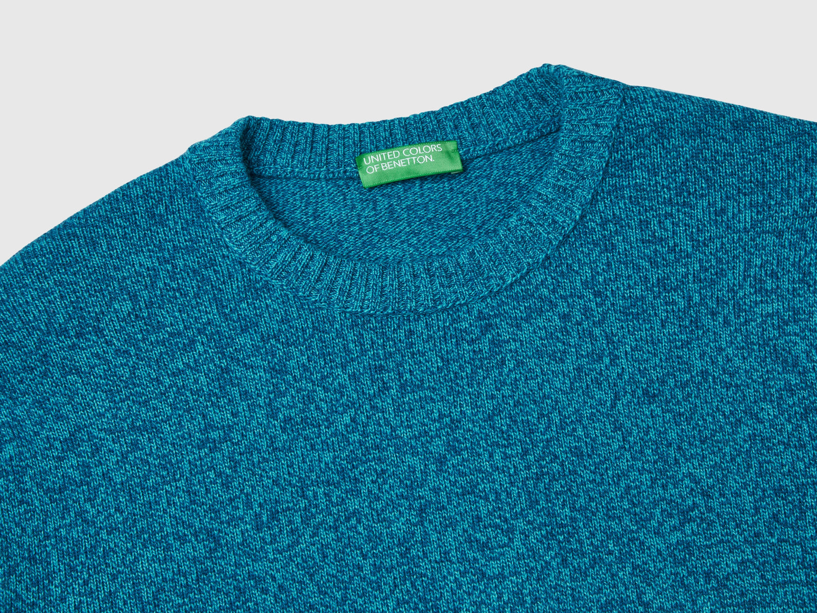Maglia girocollo in misto lana e cashmere da uomo blu 3 | Benetton Outlet