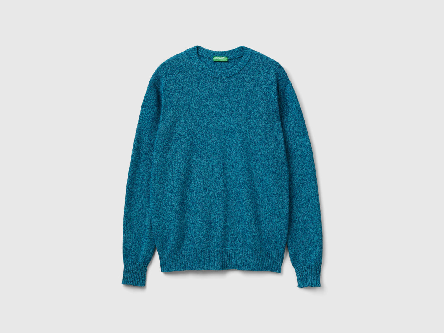 Maglia girocollo in misto lana e cashmere da uomo blu | Benetton Outlet