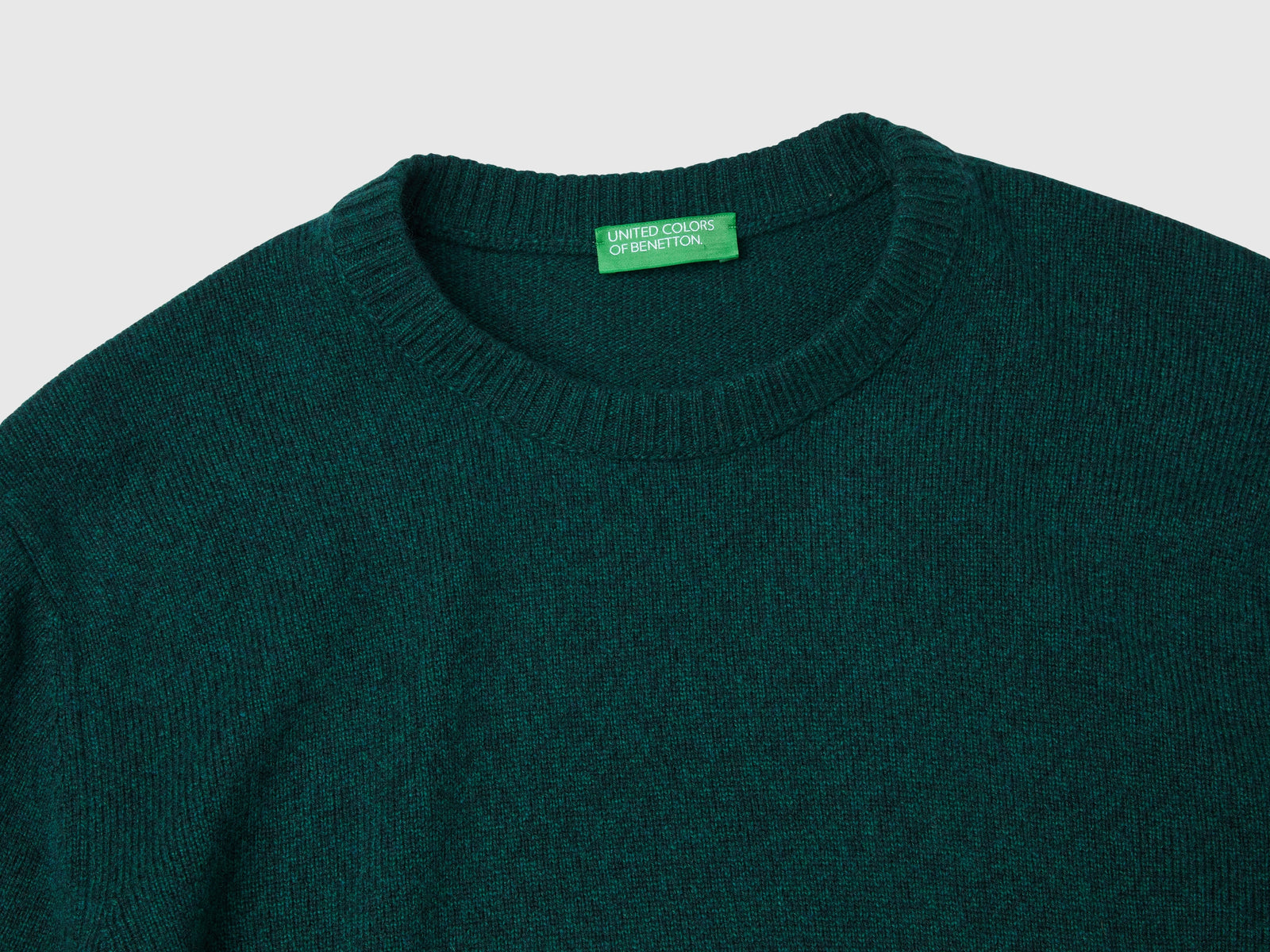 Maglia girocollo in misto lana e cashmere da uomo verde scuro 3 | Benetton Outlet