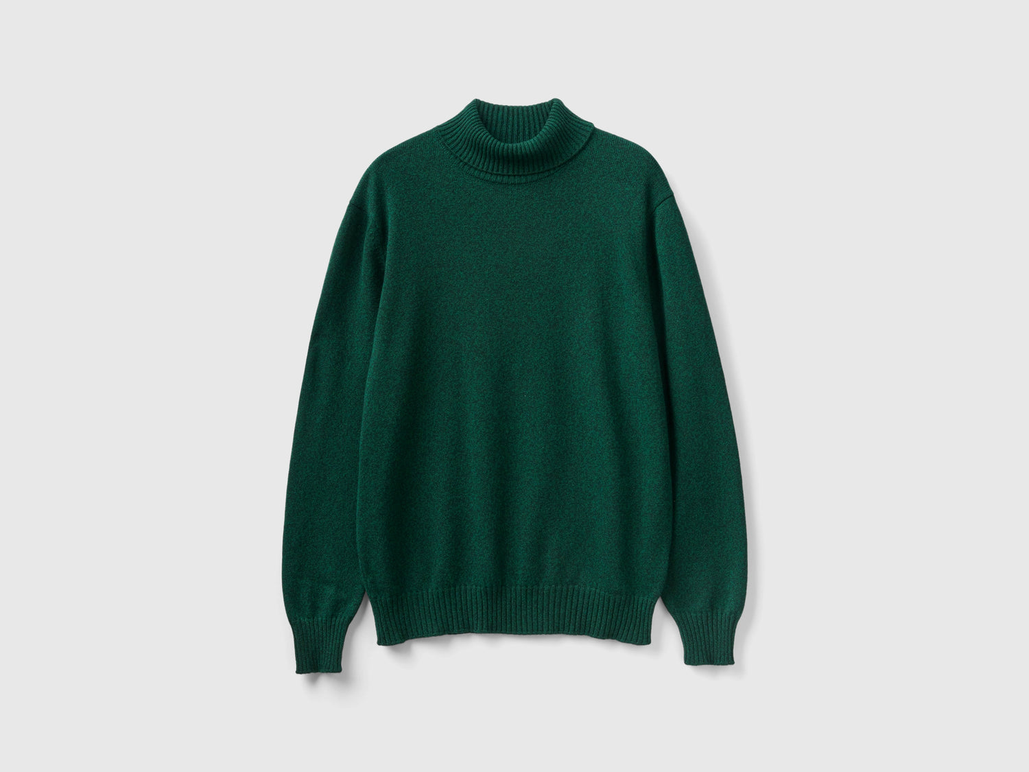 Dolcevita in misto lana e cashmere da uomo verde scuro | Benetton Outlet