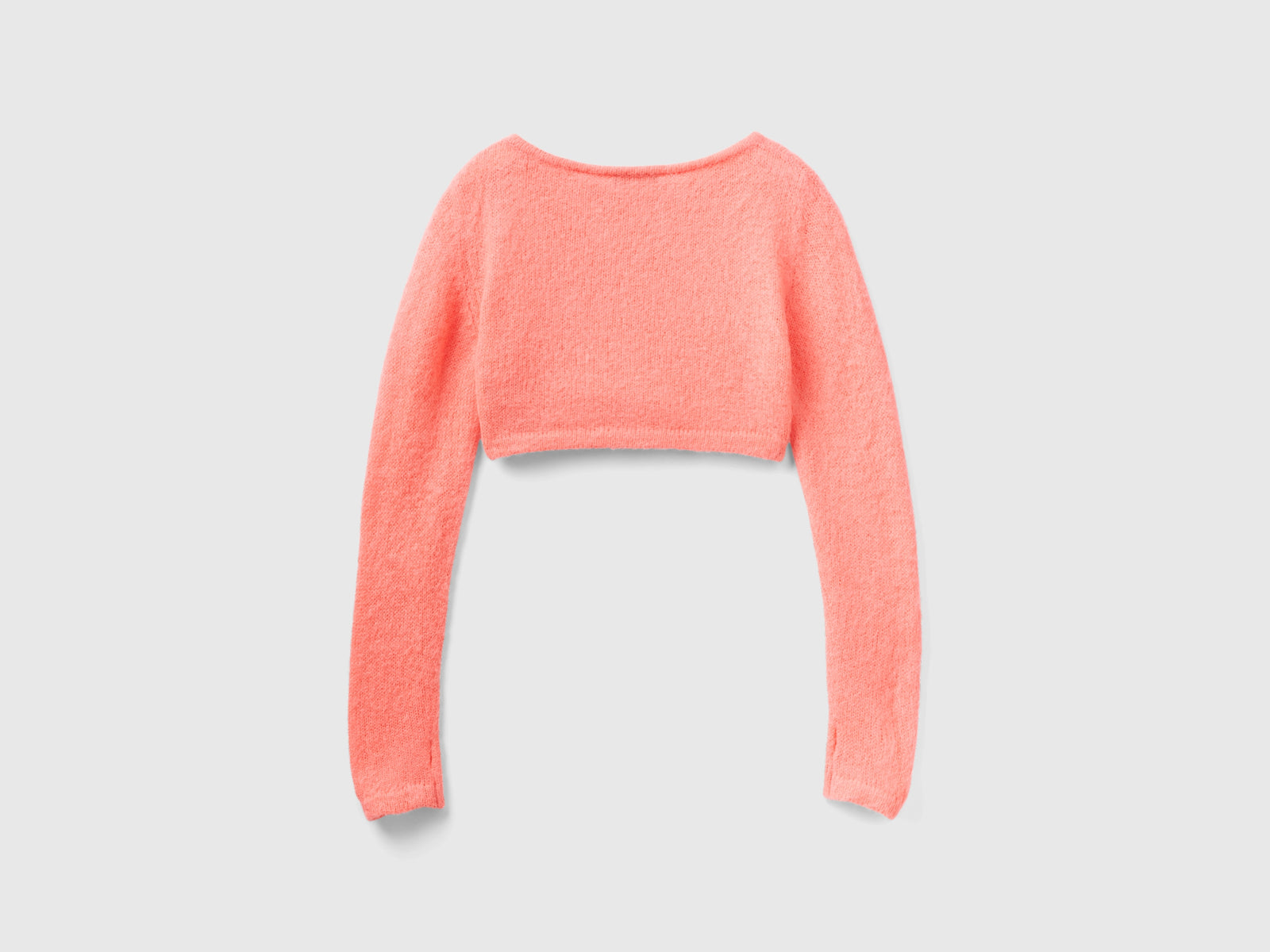 Maglia cropped in misto mohair da donna salmone 2 | Benetton Outlet