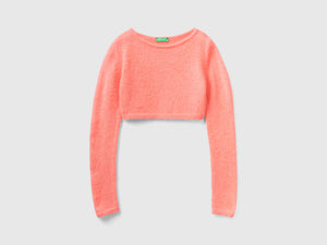 Maglia cropped in misto mohair