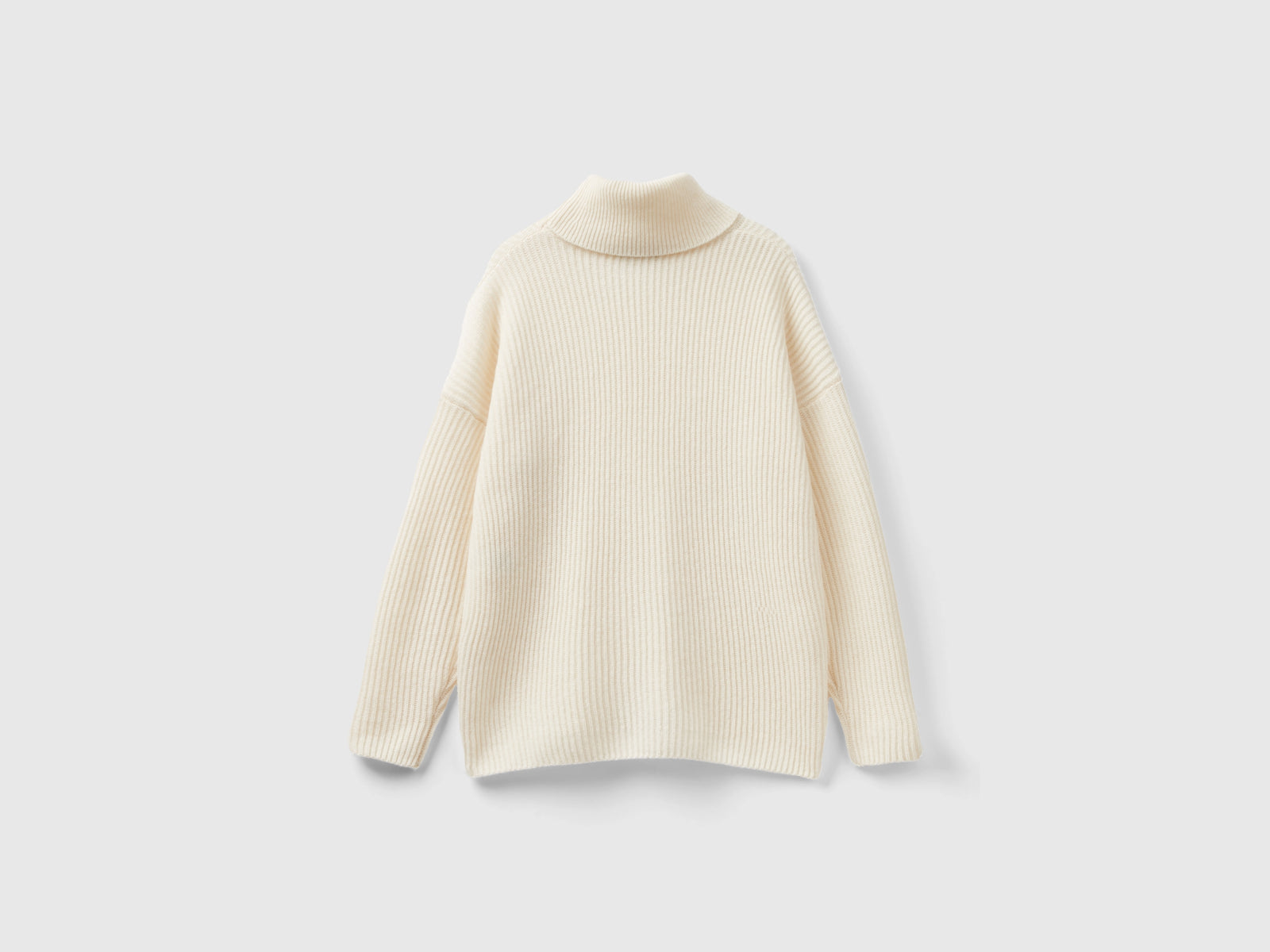 Dolcevita con collo ampio da donna bianco panna 2 | Benetton Outlet