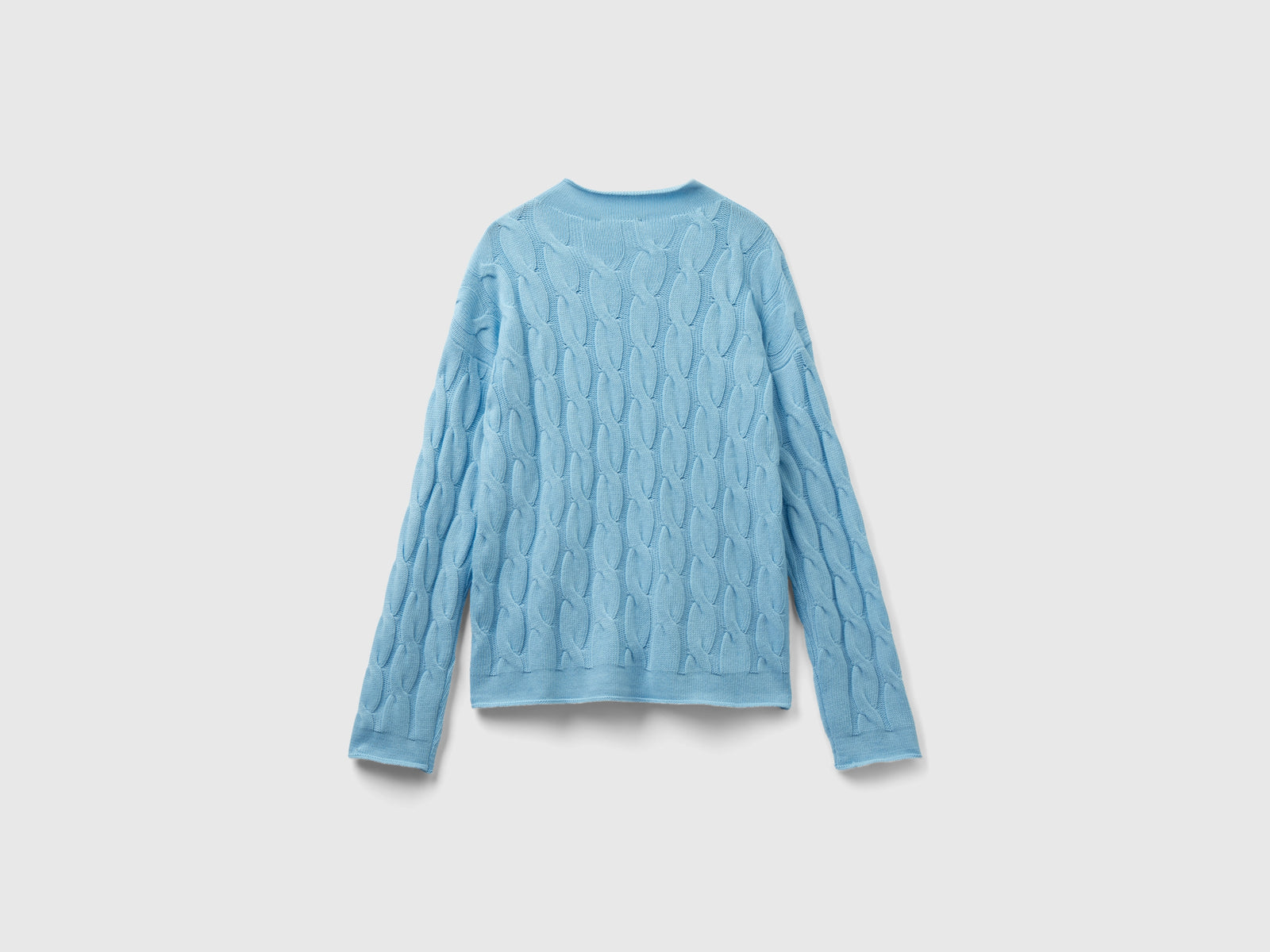 Maglia con lavorazione a trecce da donna azzurro 2 | Benetton Outlet