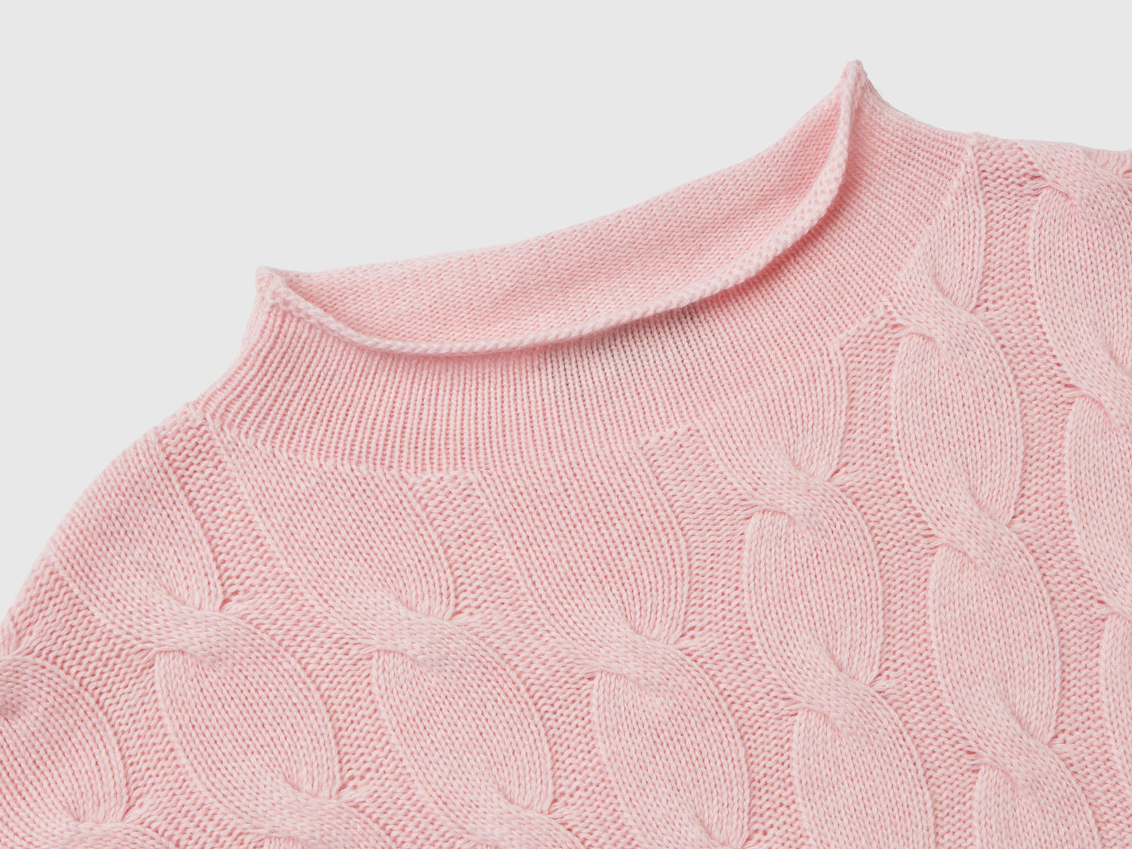 Maglia con lavorazione a trecce da donna rosa 3 | Benetton Outlet
