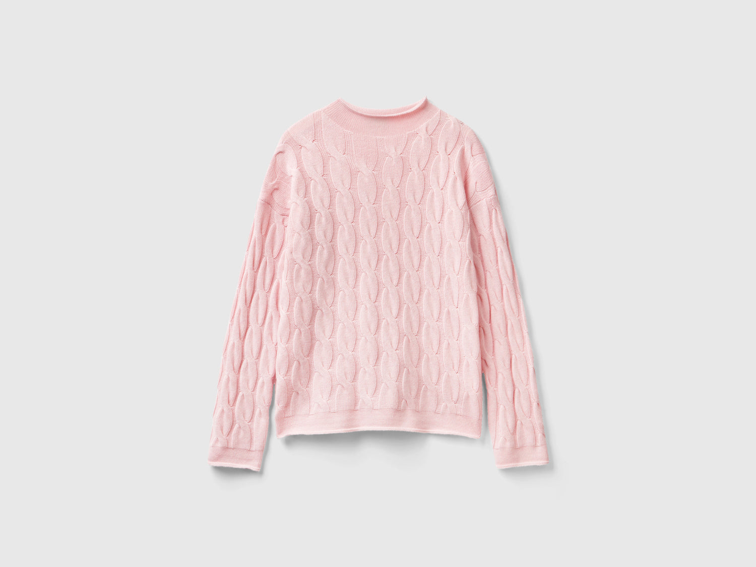 Maglia con lavorazione a trecce da donna rosa | Benetton Outlet