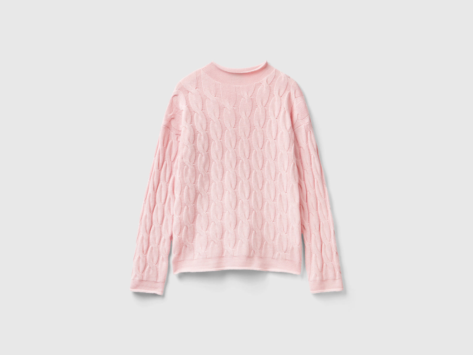 Maglia con lavorazione a trecce da donna rosa | Benetton Outlet