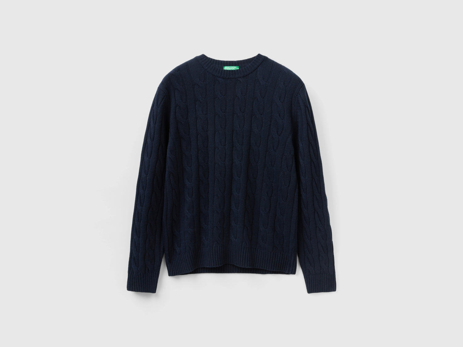 Maglia a trecce in misto cashmere da uomo blu scuro | Benetton Outlet