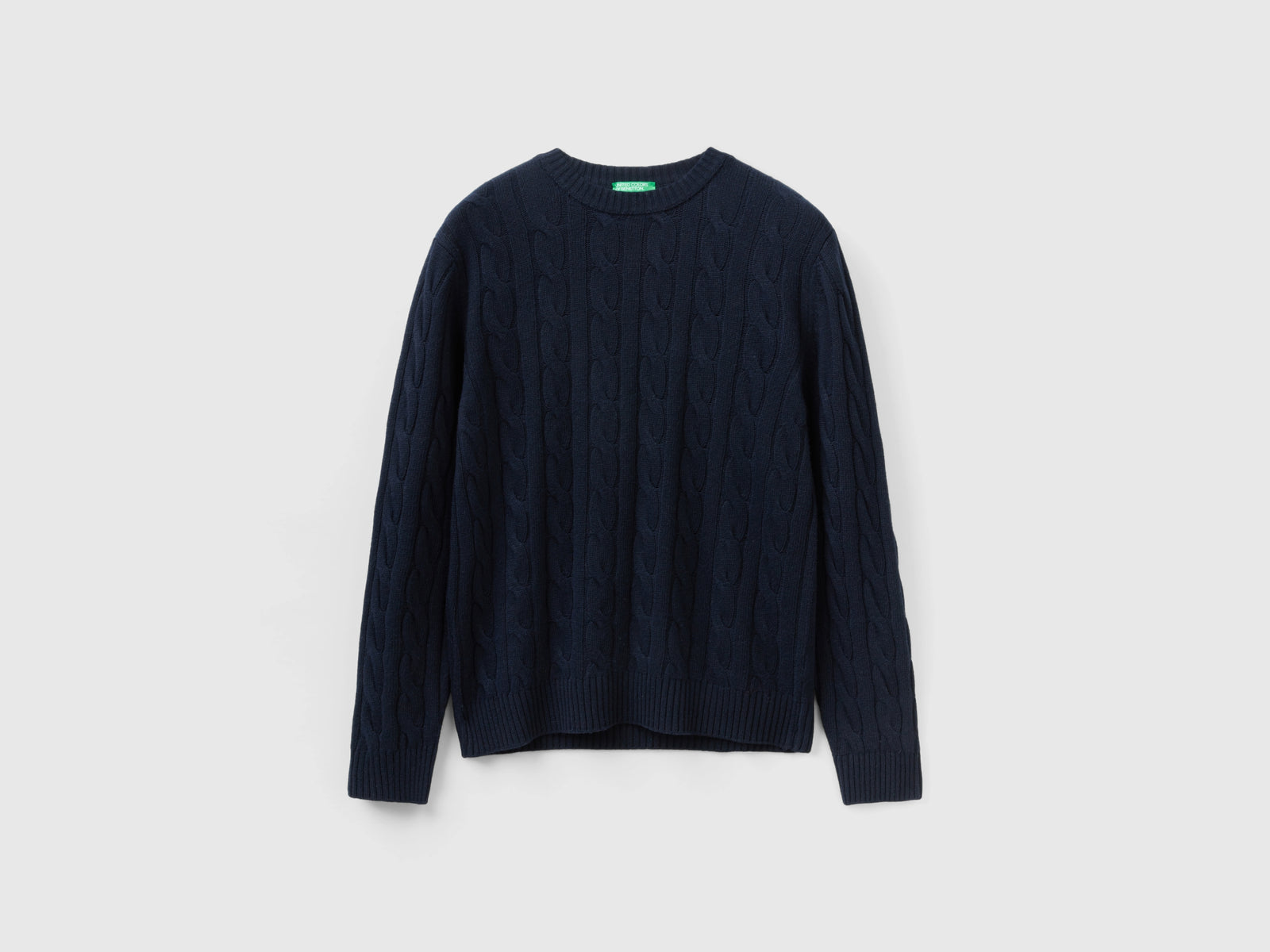 Maglia a trecce in misto cashmere da uomo blu scuro | Benetton Outlet