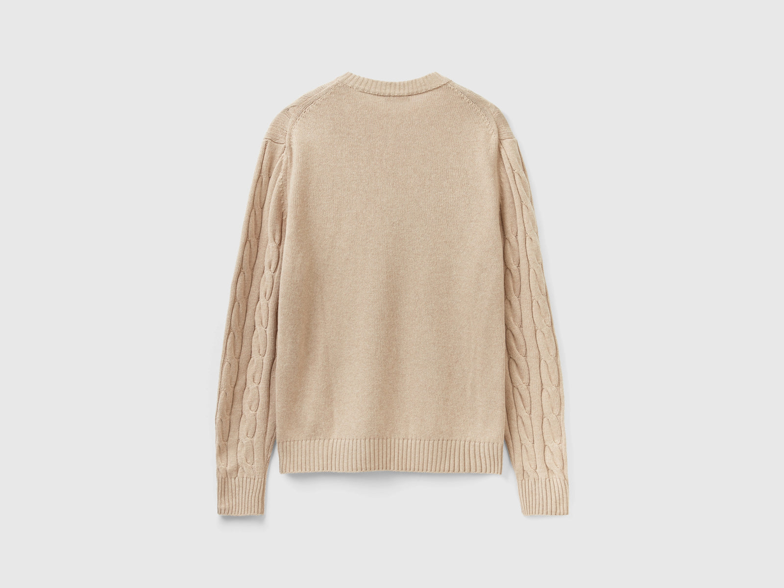 Maglia a trecce in misto cashmere da uomo beige 2 | Benetton Outlet