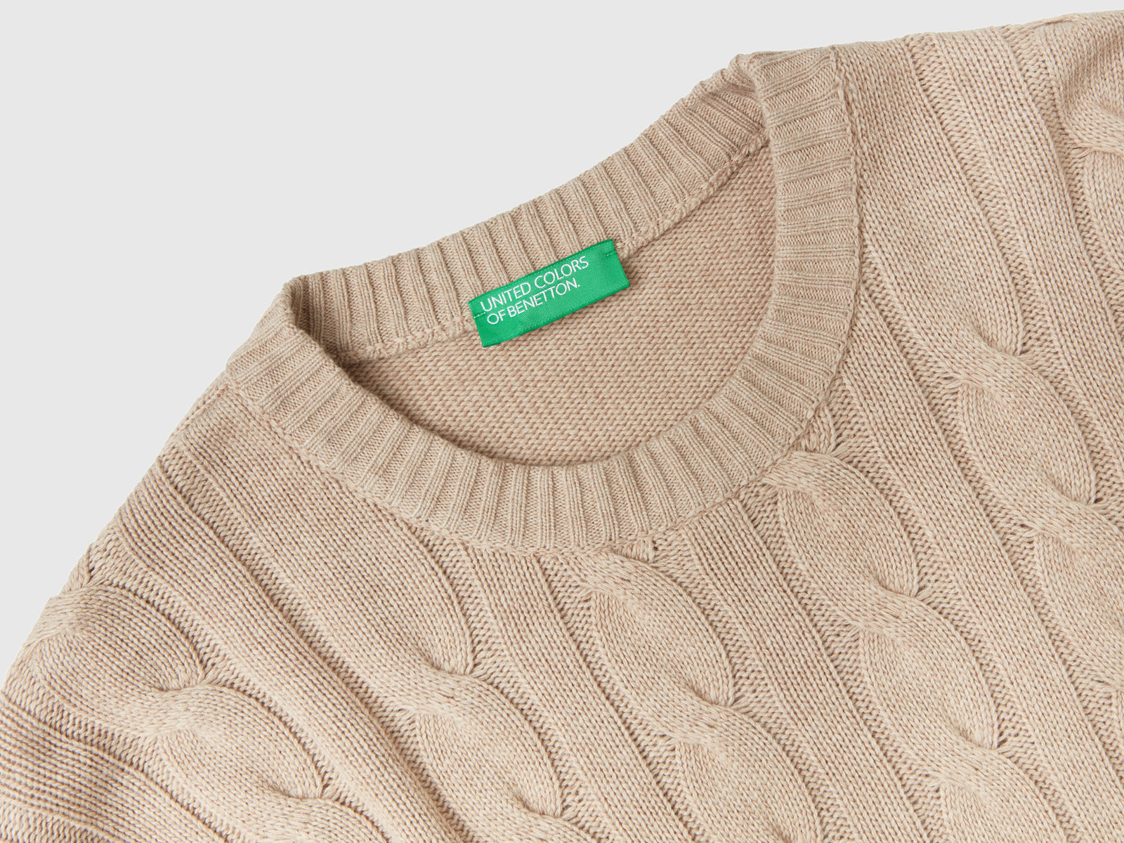Maglia a trecce in misto cashmere da uomo beige 3 | Benetton Outlet