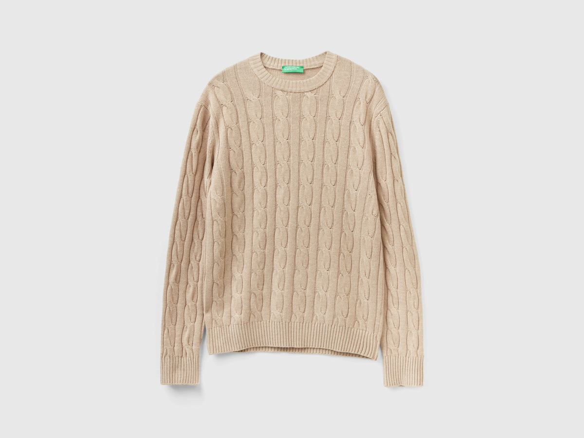 Maglia a trecce in misto cashmere