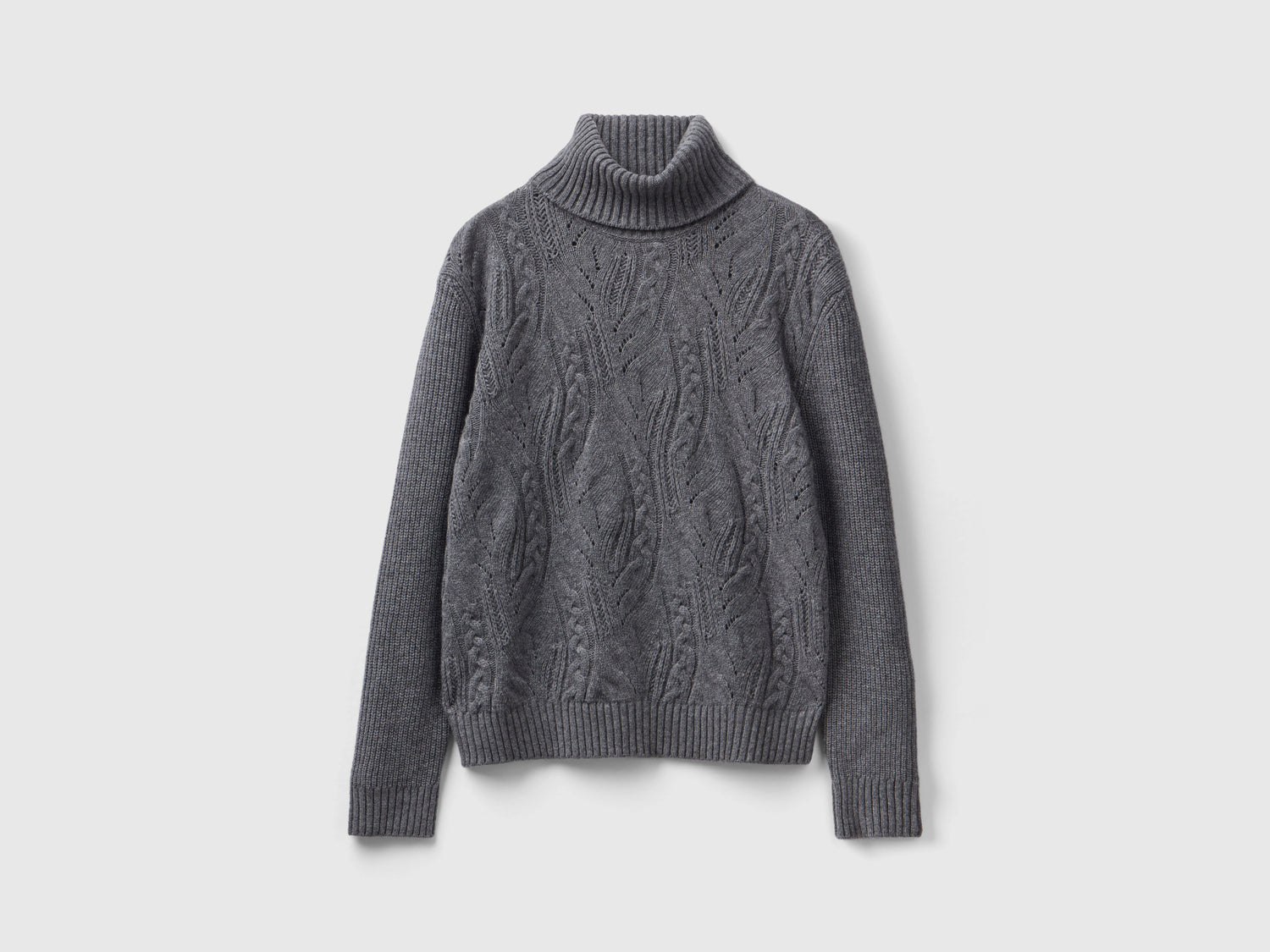 Maglione dolcevita lavorato da donna grigio scuro | Benetton Outlet