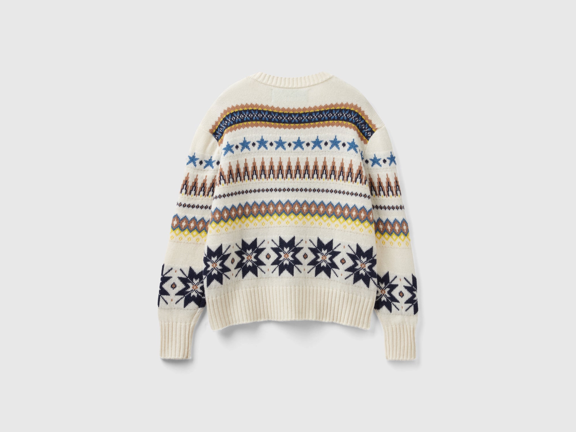 Maglione boxy fit con motivi geometrici da donna bianco panna Benetton Outlet