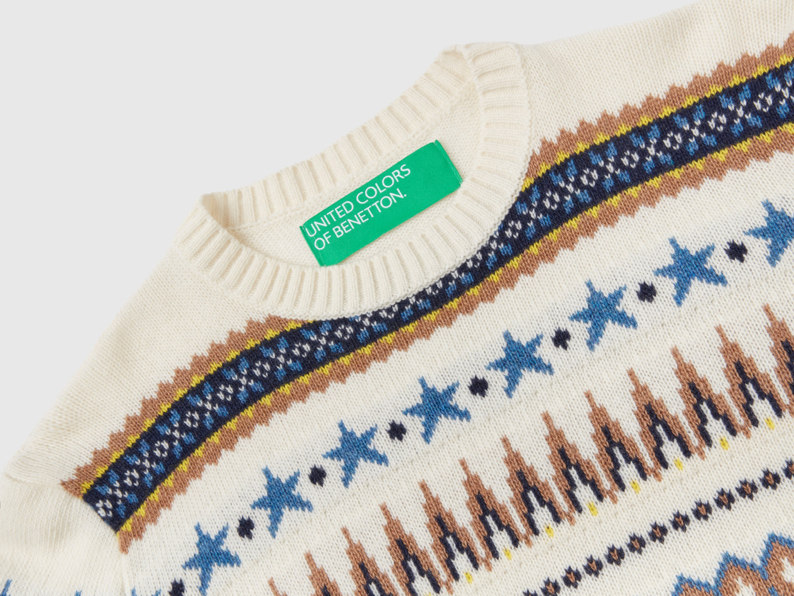 Maglione boxy fit con motivi geometrici da donna bianco panna 3 | Benetton Outlet
