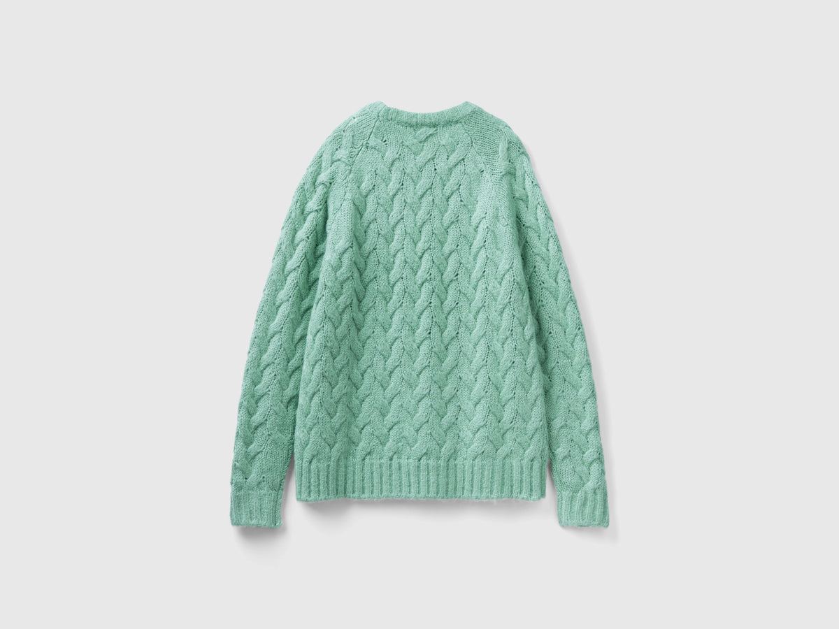 Maglione con trecce in misto mohair