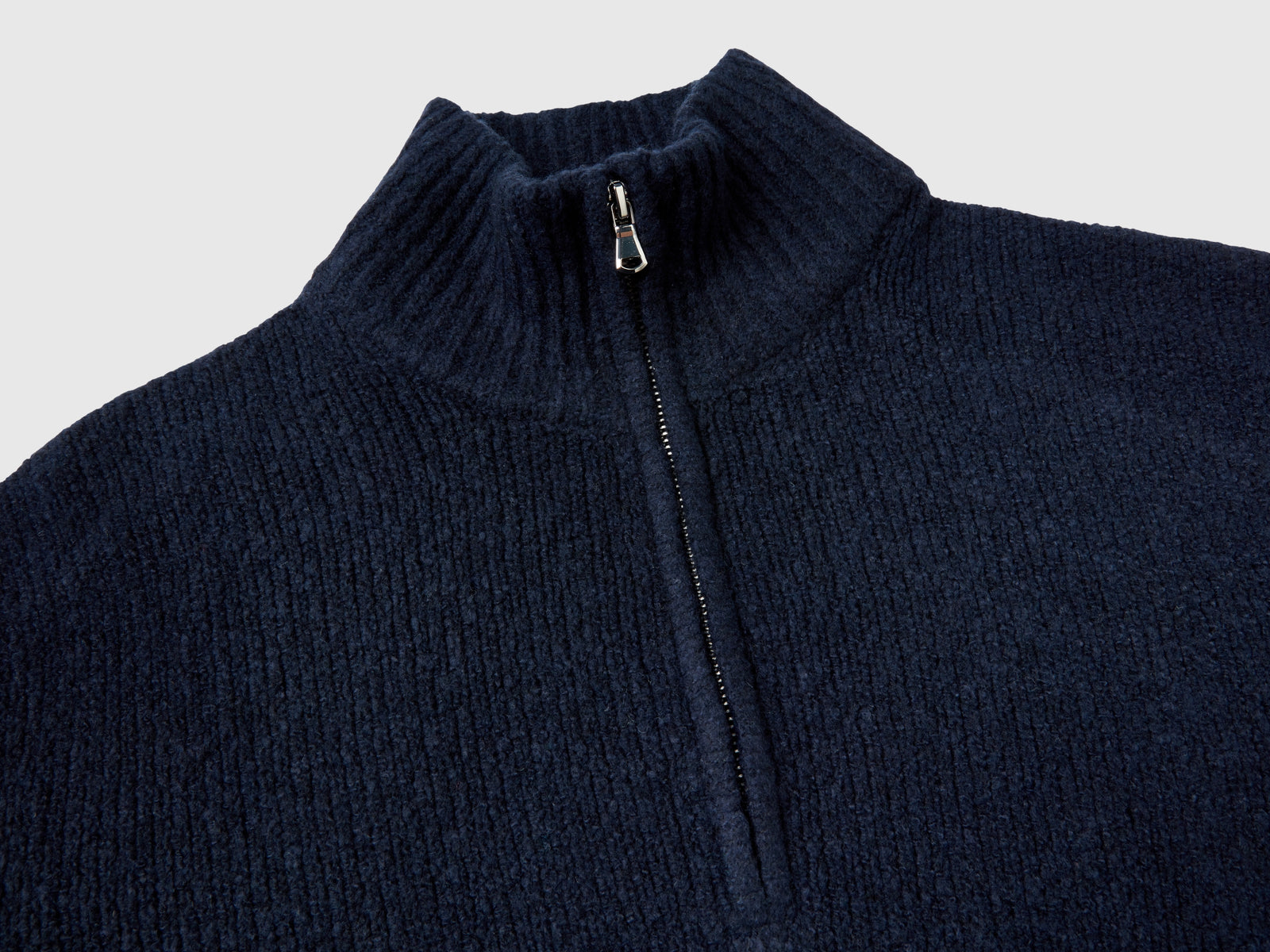 Maglia over fit con mezza zip da uomo blu scuro 3 | Benetton Outlet