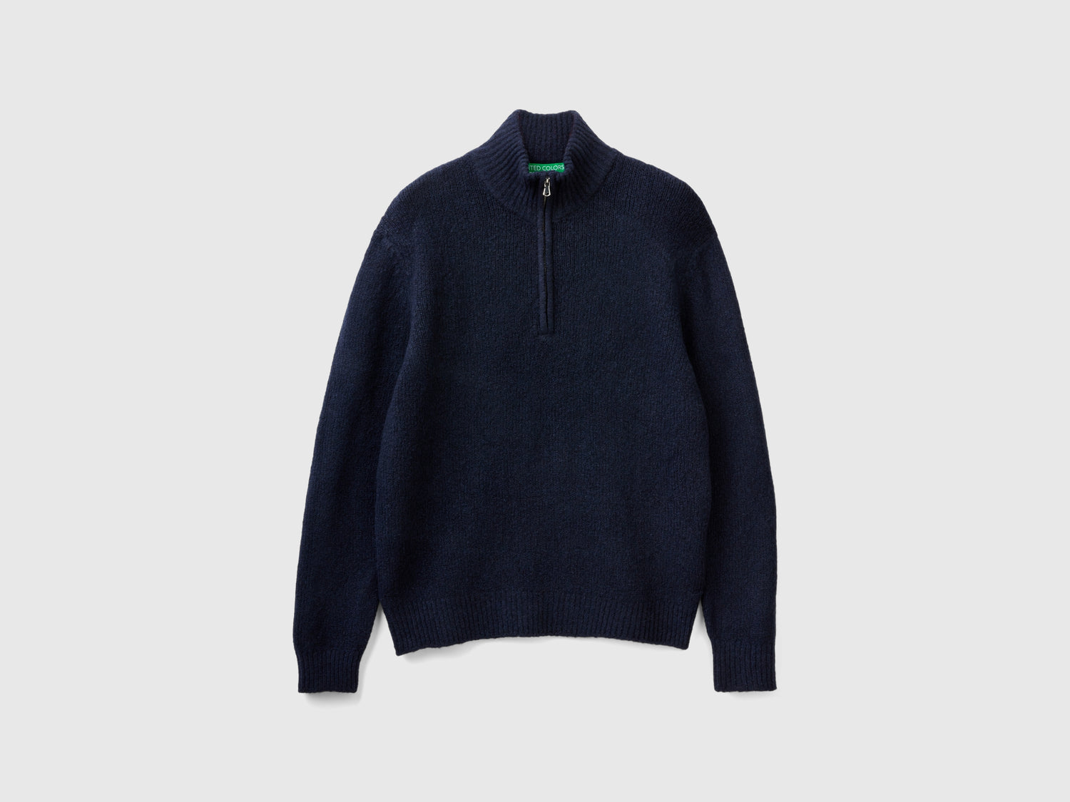 Maglia over fit con mezza zip da uomo blu scuro | Benetton Outlet