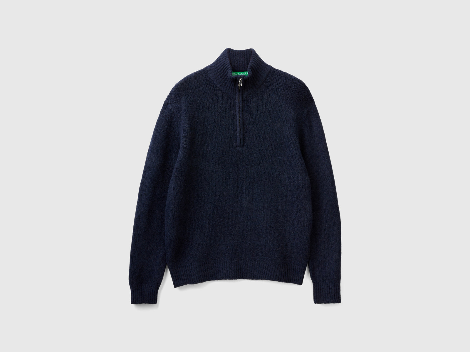 Maglia over fit con mezza zip da uomo blu scuro | Benetton Outlet