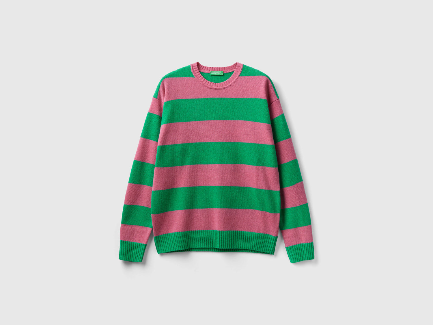 Maglione a righe bicolor da uomo rosa | Benetton Outlet