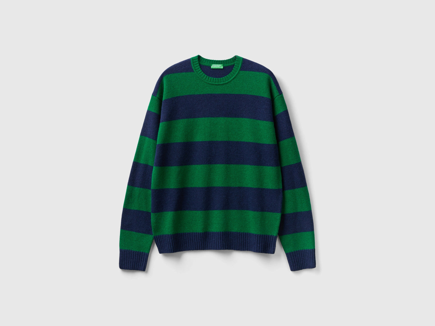 Maglione a righe bicolor da uomo verde | Benetton Outlet