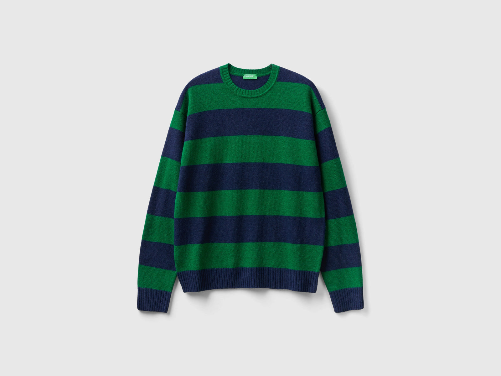 Maglione a righe bicolor da uomo verde | Benetton Outlet