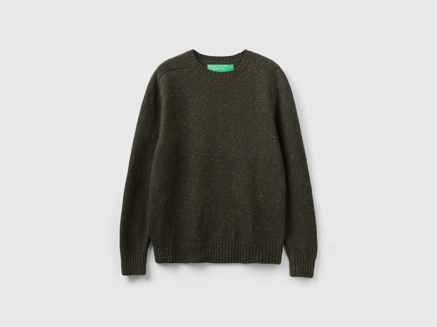 Maglia girocollo in misto lana da uomo verde militare | Benetton Outlet