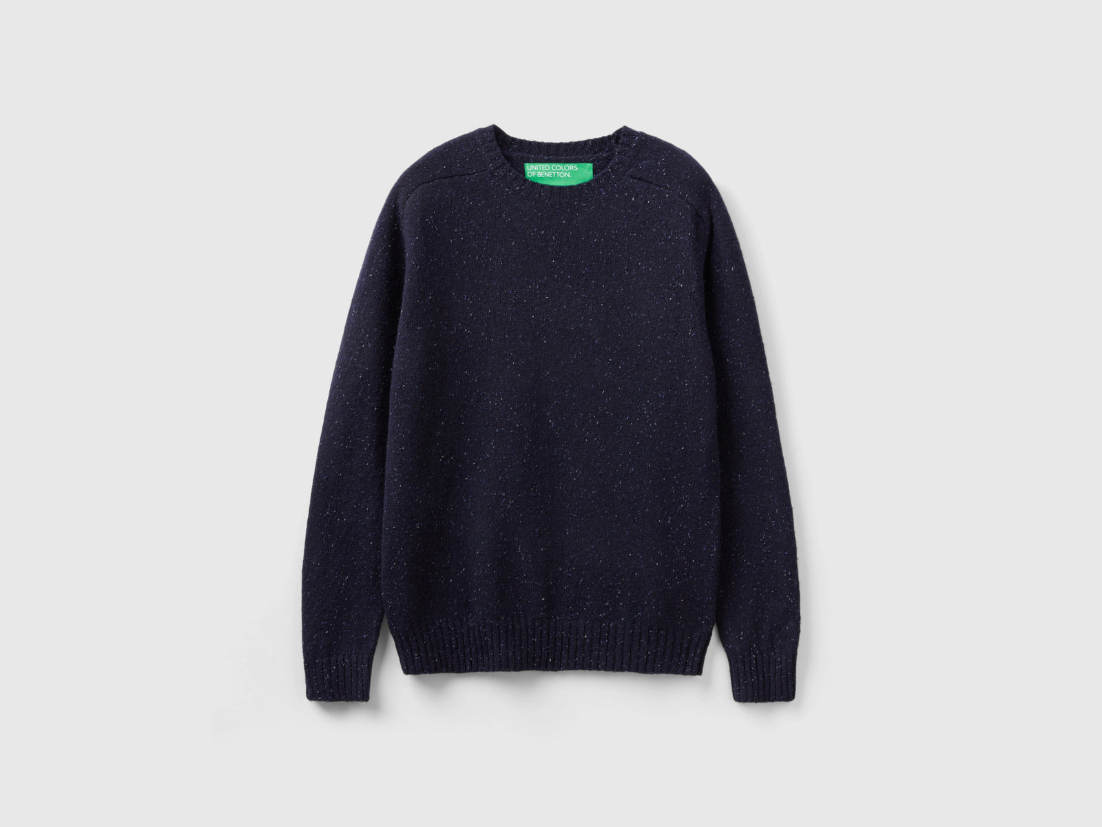 Maglia girocollo in misto lana da uomo blu scuro | Benetton Outlet