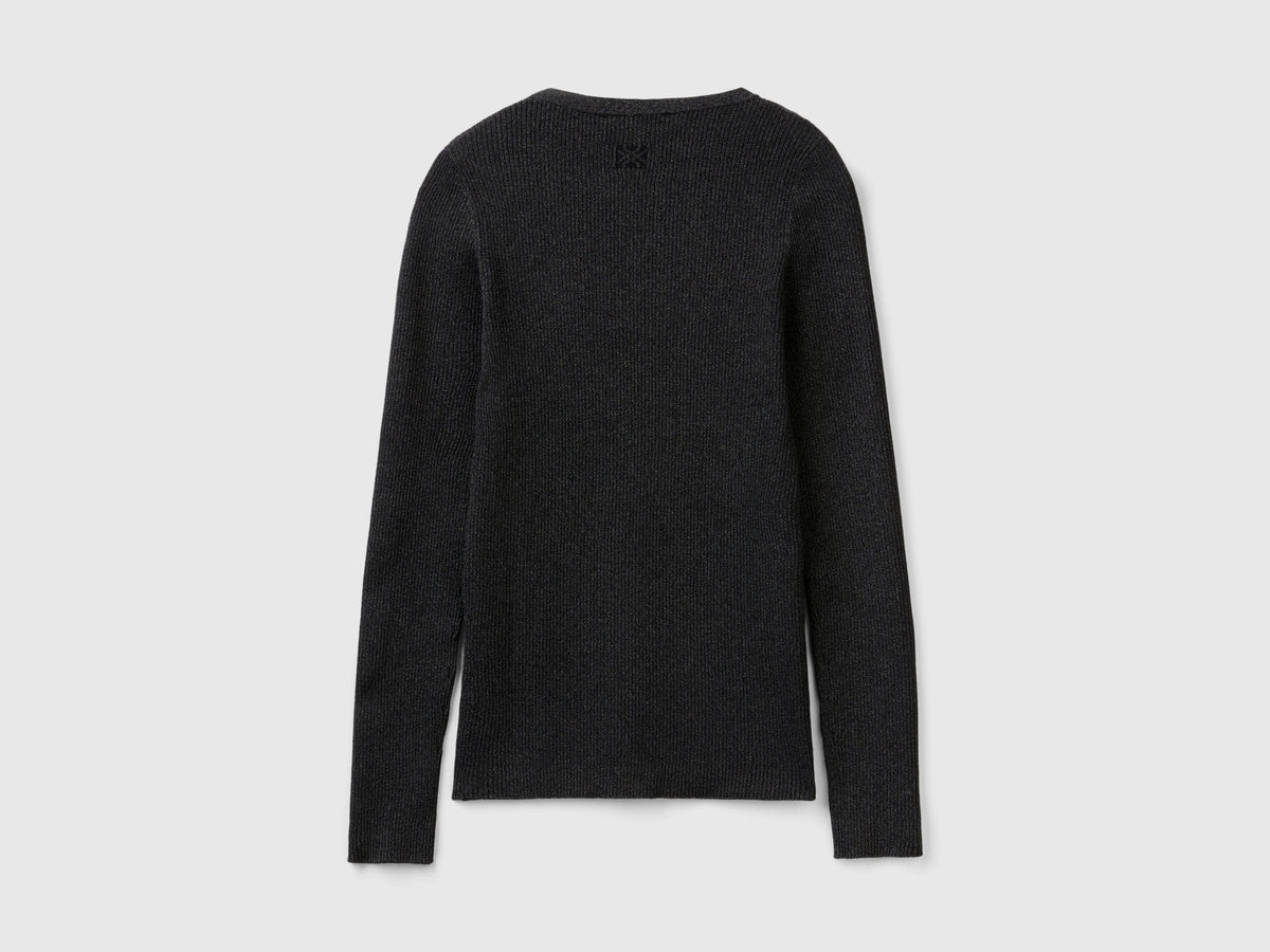 Ribbed sweater with lurex