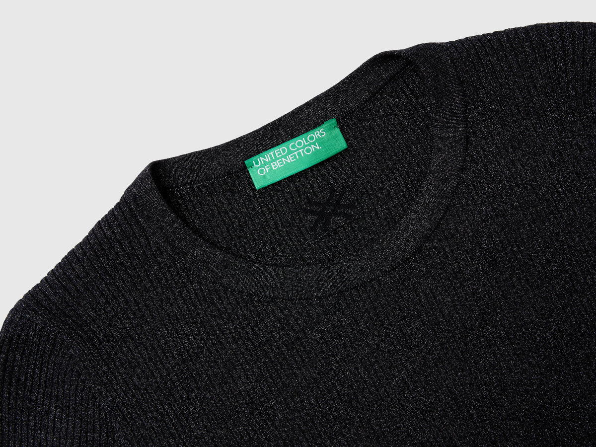 Ribbed sweater with lurex