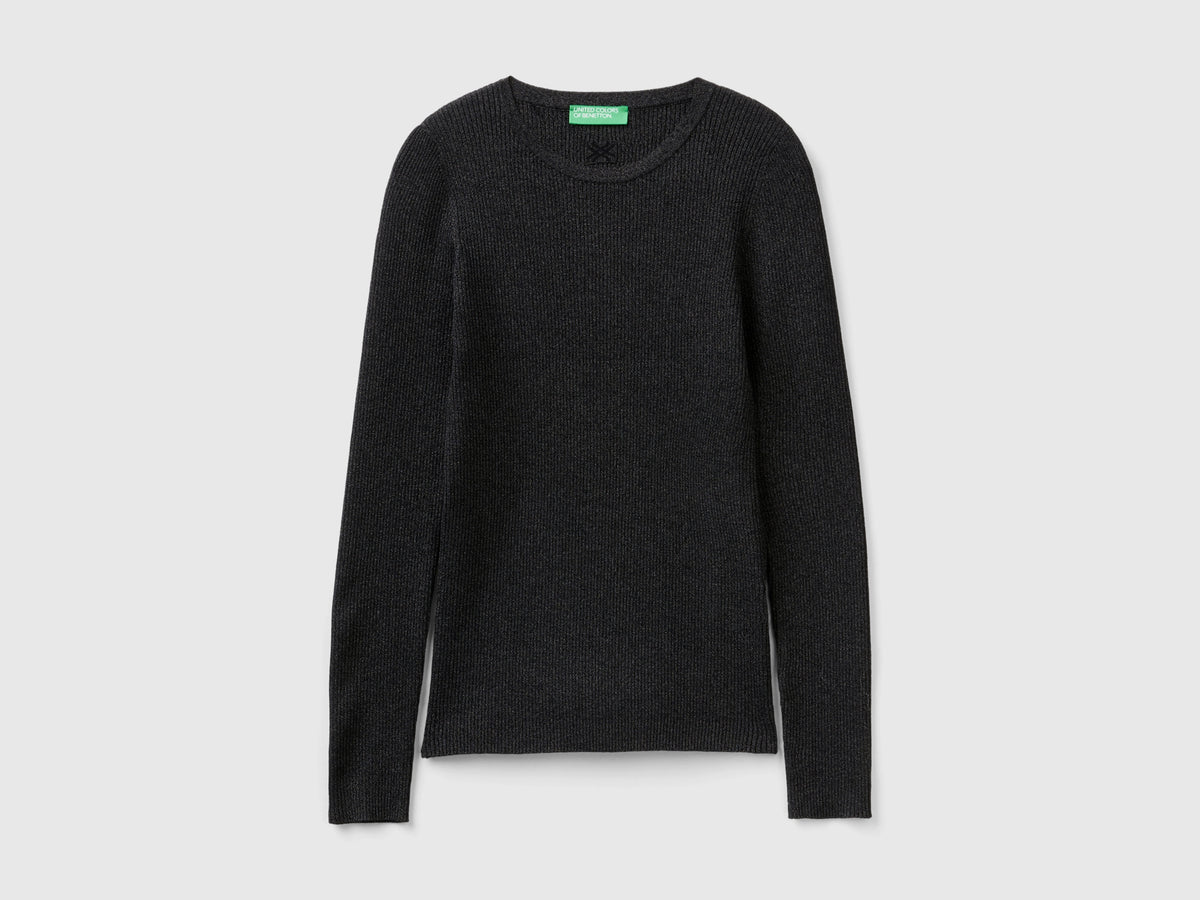 Ribbed sweater with lurex