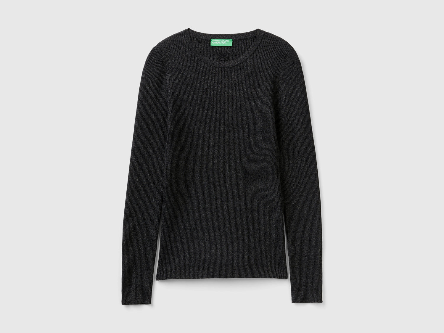 Ribbed sweater with lurex da donna nero | Benetton Outlet