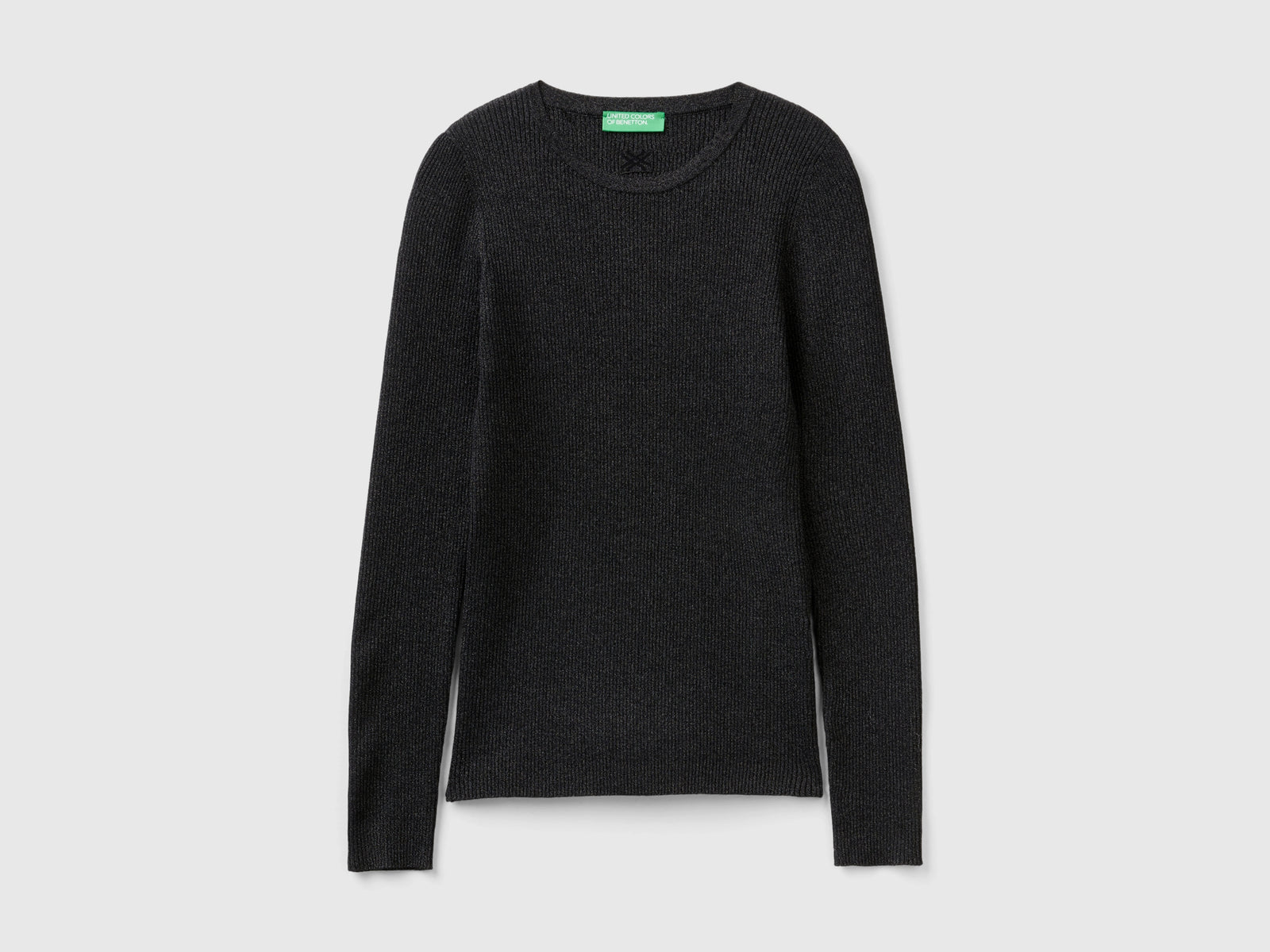 Ribbed sweater with lurex da donna nero | Benetton Outlet