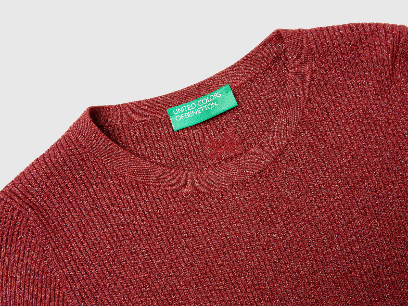 Maglioncino a costine con lurex da donna bordeaux 3 | Benetton Outlet