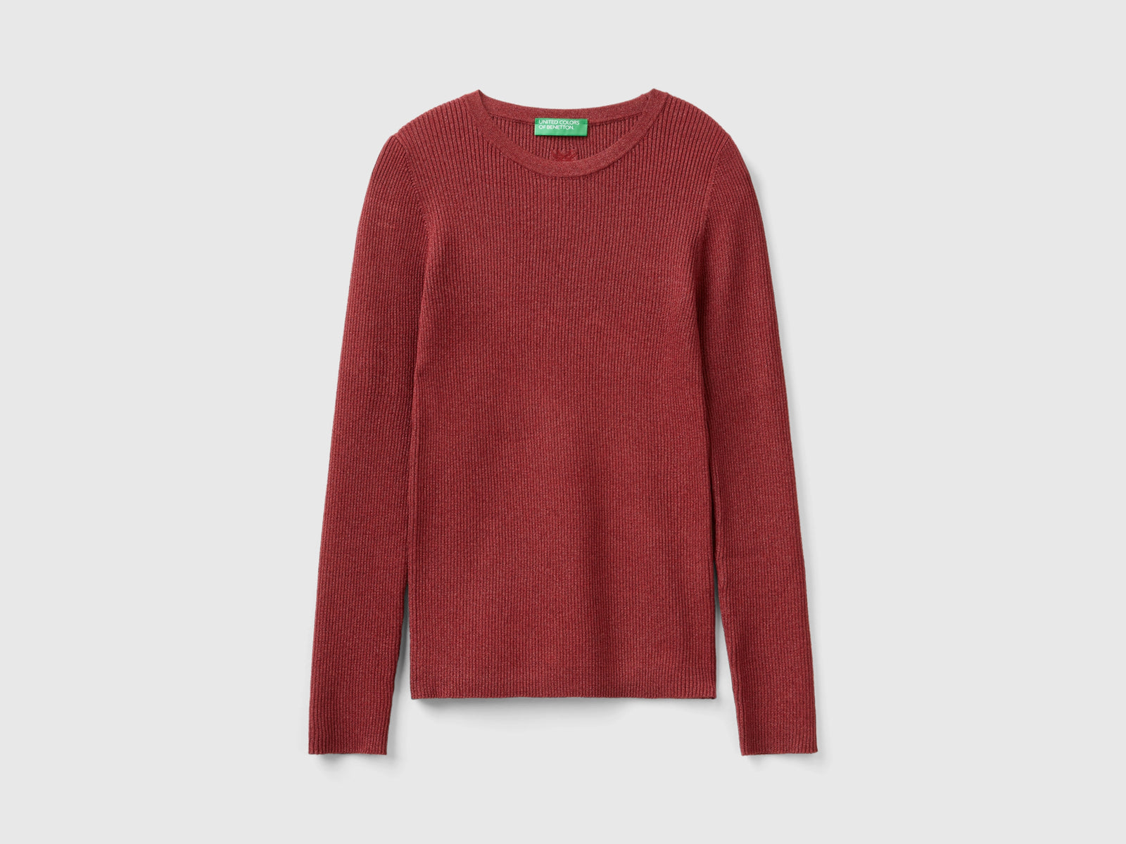 Maglioncino a costine con lurex da donna bordeaux | Benetton Outlet