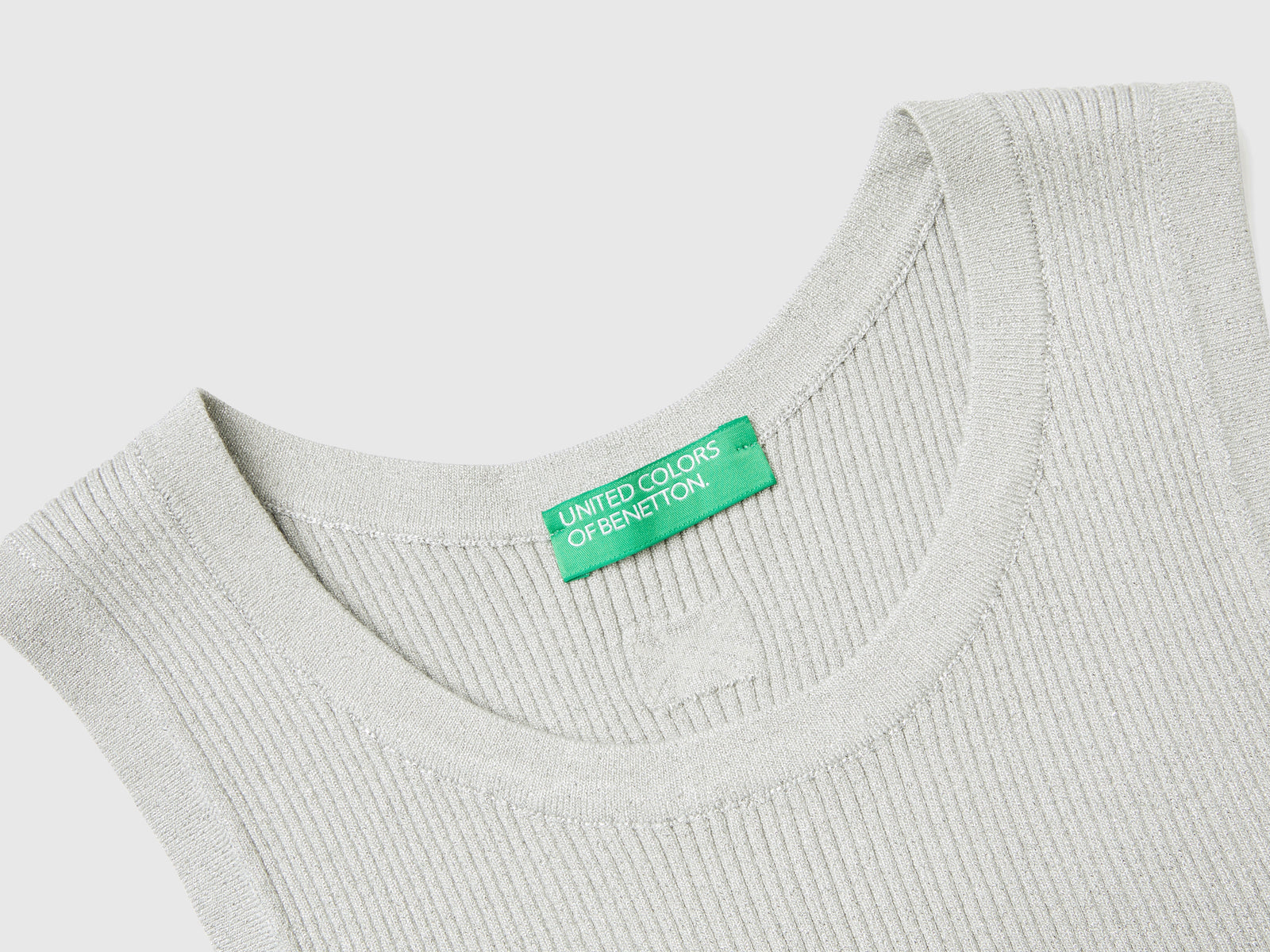 Brassiere a costine con lurex da donna grigio chiaro 3 | Benetton Outlet
