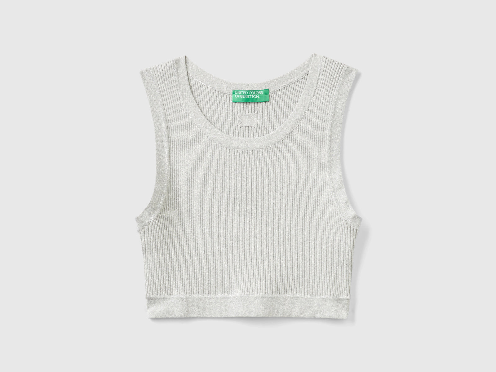 Brassiere a costine con lurex da donna grigio chiaro | Benetton Outlet