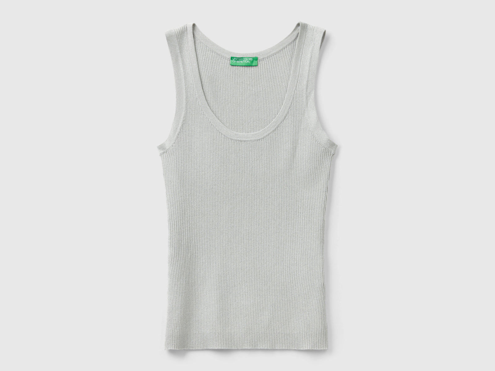 Canotta a costine con lurex da donna grigio chiaro | Benetton Outlet