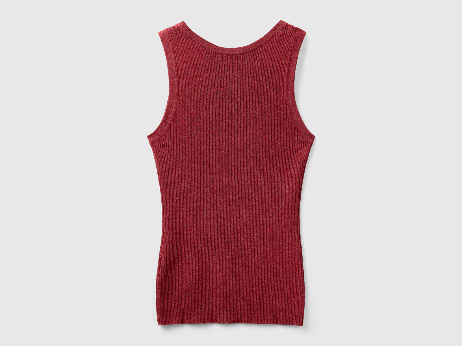 Canotta a costine con lurex da donna bordeaux 2 | Benetton Outlet