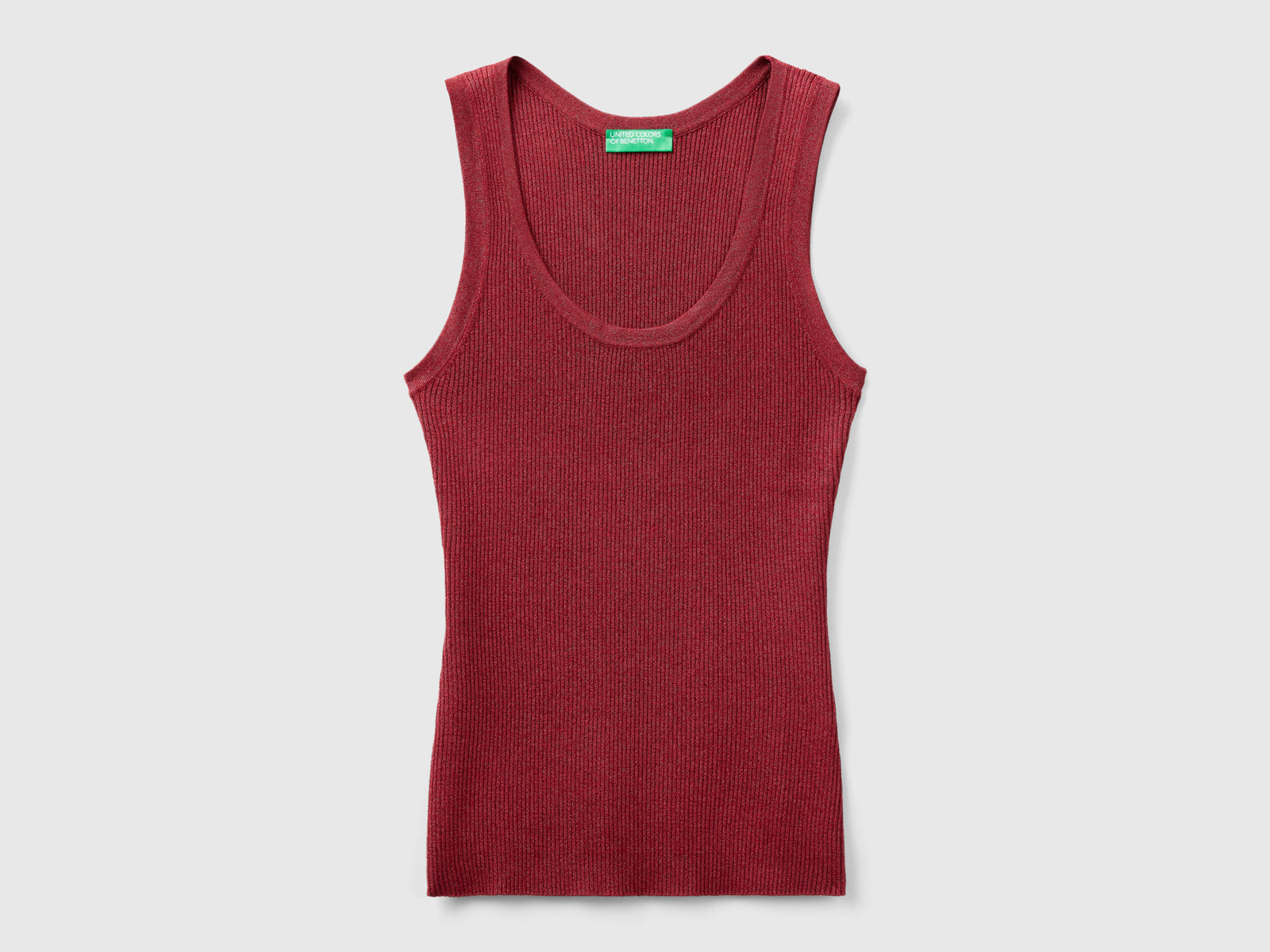 Canotta a costine con lurex da donna bordeaux | Benetton Outlet