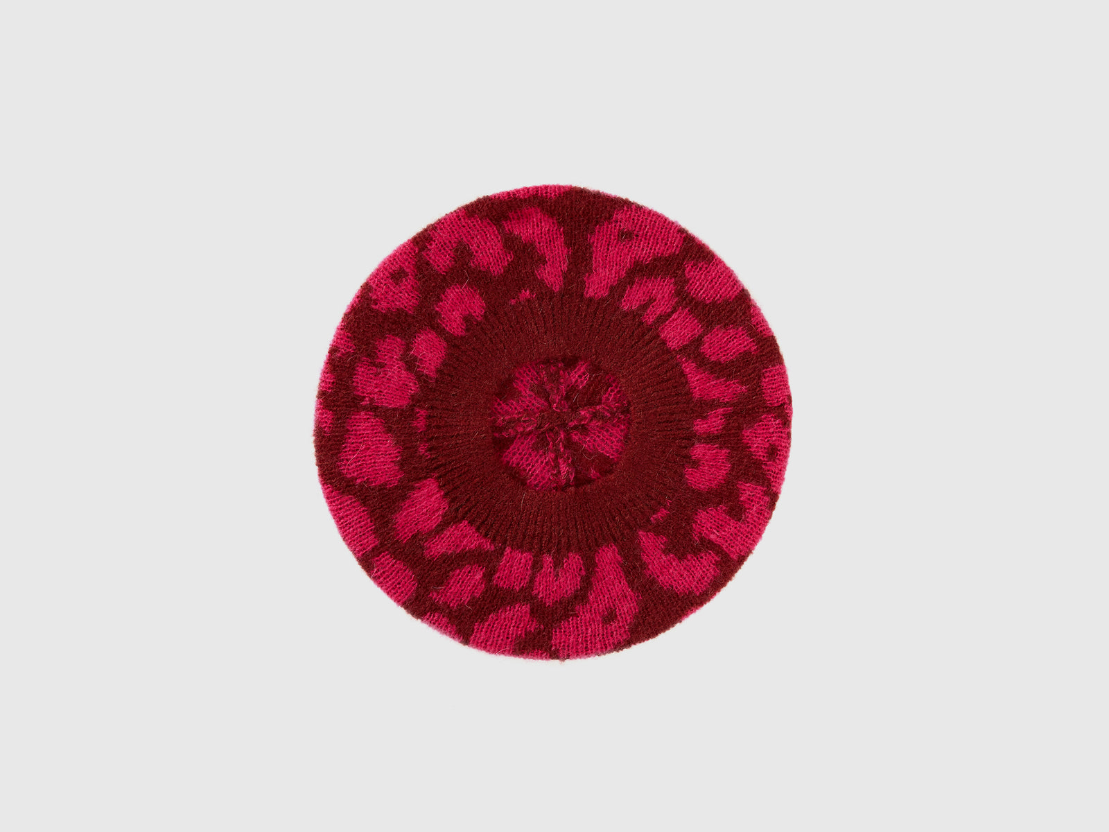 Boina con estampado animal en mezcla de mohair da donna rosso 2 | Benetton Outlet