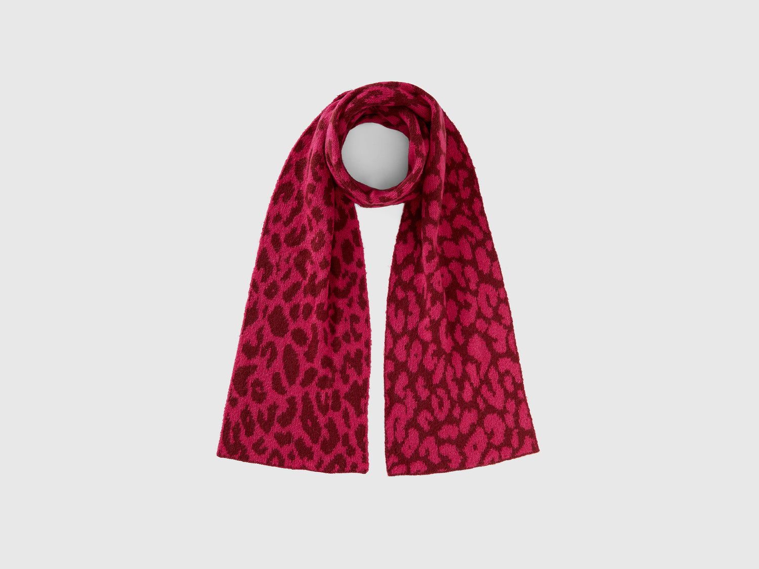 Bufanda con estampado animal en mezcla de mohair da donna rosso | Benetton Outlet