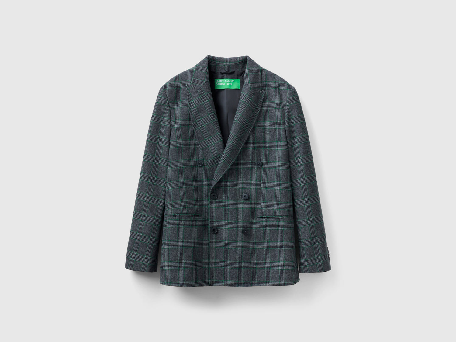 Giacca doppiopetto principe di Galles da uomo grigio | Benetton Outlet