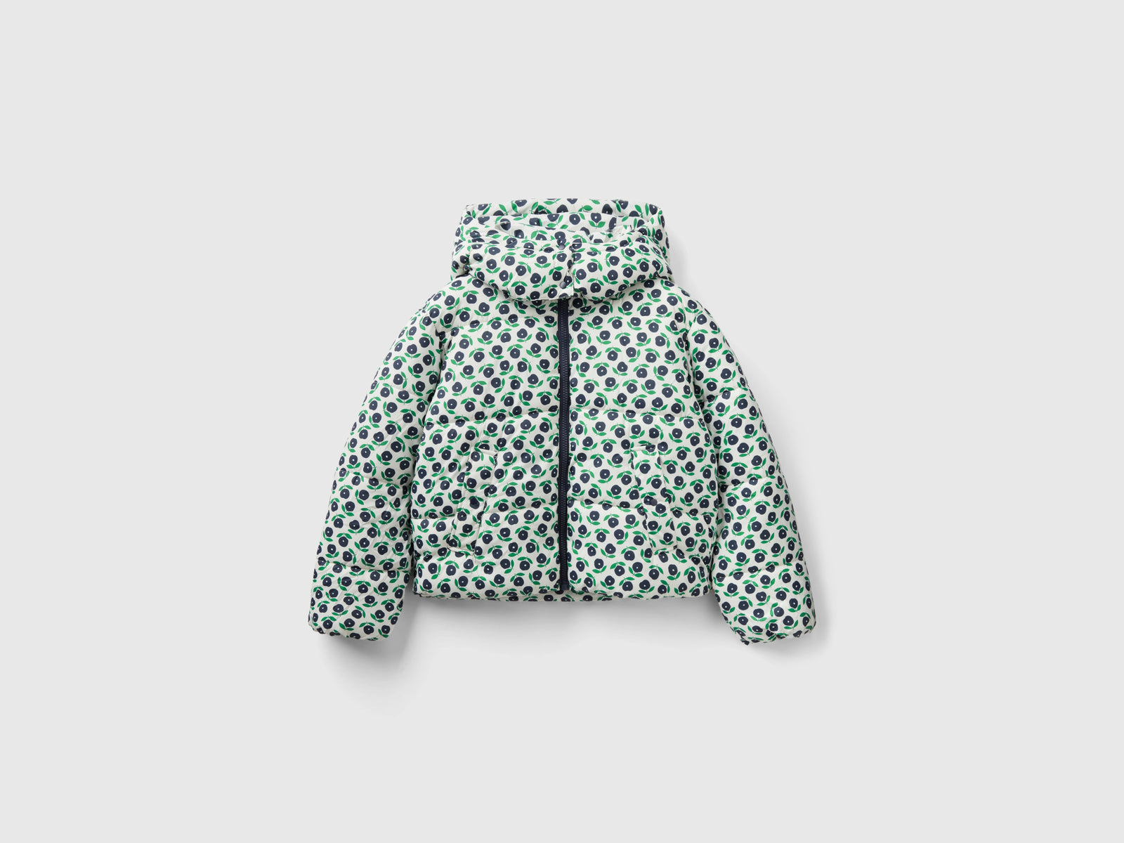 Piumino con stampa fiori da donna bianco | Benetton Outlet