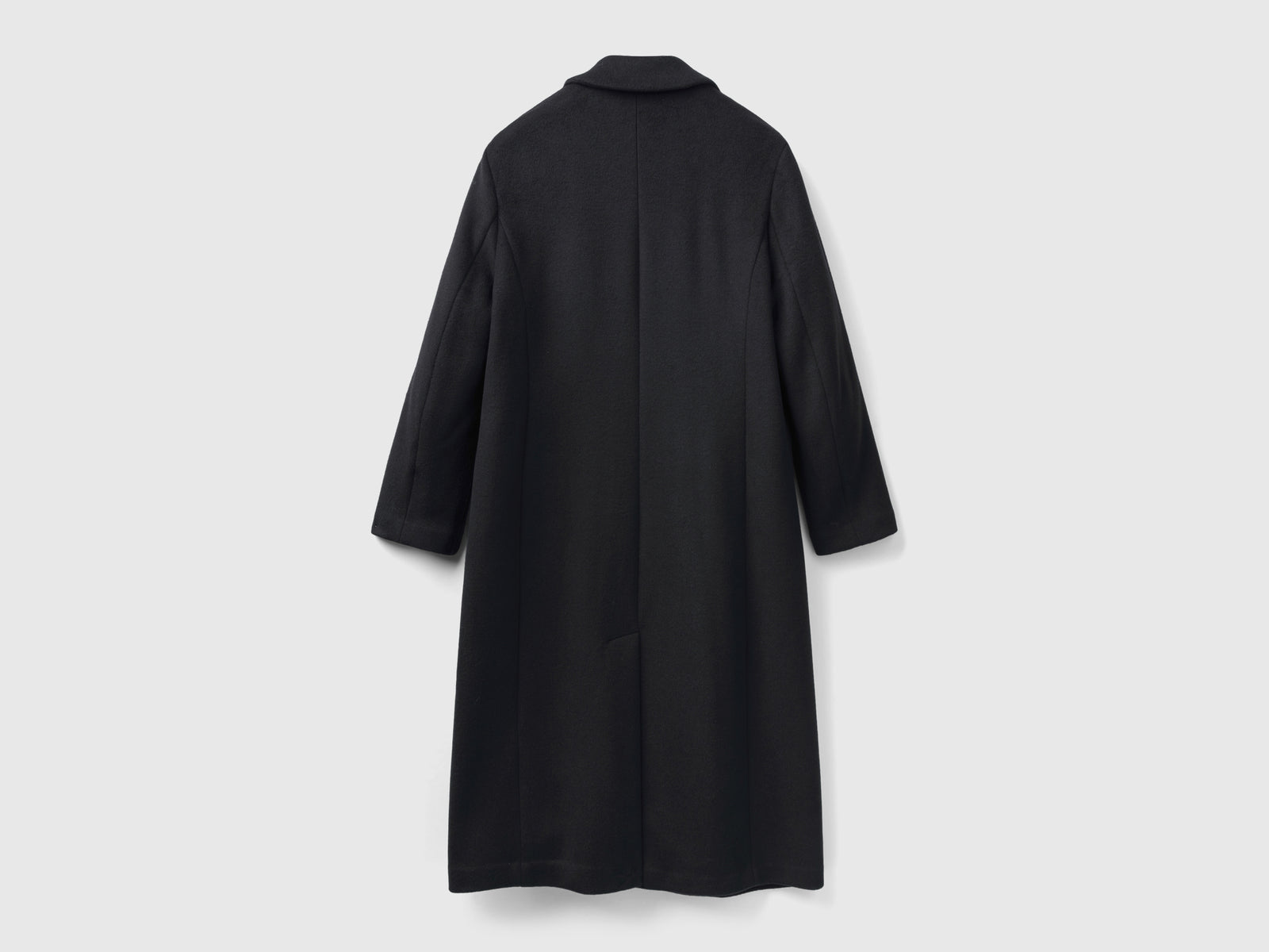 Cappotto midi in misto lana Shetland da donna nero 2 | Benetton Outlet