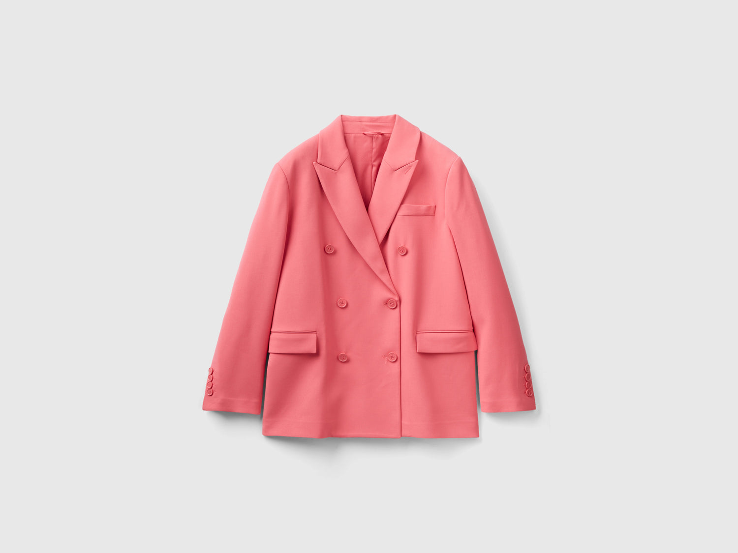 Giacca doppiopetto in misto viscosa da donna rosa | Benetton Outlet
