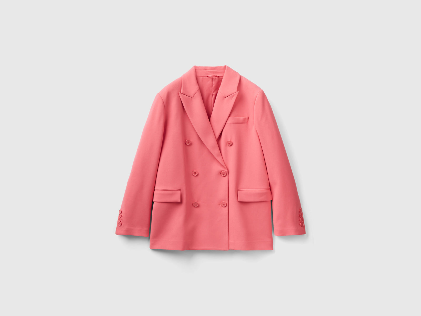 Giacca doppiopetto in misto viscosa da donna rosa | Benetton Outlet