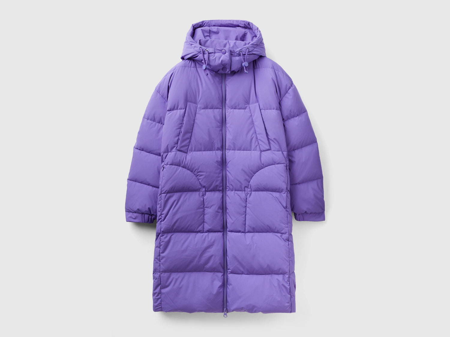 Chaqueta larga de plumas con capucha desmontable da donna viola | Benetton Outlet